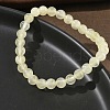 Natural Golden Silk Jade Round Beaded Stretch Bracelets for Women BJEW-F535-01B-3