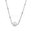 Round Natural Cultured Freshwater Pearl Pendant Necklaces X-NJEW-JN04965-1