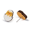 Natual Wood Easter Stud Earrings EJEW-C013-02E-1