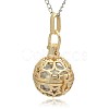 Golden Tone Brass Hollow Round Cage Pendants KK-J226-08G-2