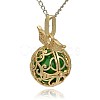 Golden Tone Brass Hollow Round Cage Pendants KK-J230-05G-2