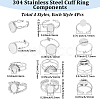 16Pcs 4 Styles 304 Stainless Steel Ovsl Cuff Ring Components RJEW-SC0001-38-2