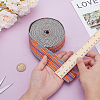 5 Yards Polyester Striped Jacquard Ribbon OCOR-WH0078-287B-3