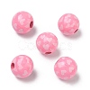 Valentine's Day Spray Painted & Printed Wood European Beads WOOD-L023-03H-1