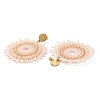Woven Glass & Brass Beaded Sun Dangle Stud Earrings EJEW-A105-02G-2
