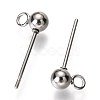 Non-Tarnish Original Color 304 Stainless Steel Ball Post Stud Earring Findings STAS-C018-23P-02-2