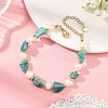 Raw Natural Amazonite Nuggets and Natural Cultured Freshwater Pearl Bead Beaded Bracelets BJEW-JB14387-02-1
