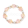 5Pcs 5 Color Glass Plum Blossom & Imitation Pearl Beaded Stretch Bracelets Set BJEW-JB08943-4