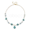 Ocean Dyed Synthetic Turquoise Turtle Pendant Necklaces NJEW-JN06397-02-2