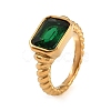 304 Stainless Steel Pave Single Cubic Zirconia Finger Rings for Women SA-CBAABBA-08B-G-2