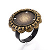 Adjustable Flower Alloy & Iron Bezel Cup Ring Base with Rotatable Tray MAK-T012-07AB-1