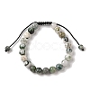 8mm Round Natural Tree Agate Braided Bead Bracelets BJEW-C067-01B-01-2