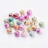 Mixed Color Round Chunky Bubblegum AB Color Wave Printed Acrylic Beads X-MACR-Q151B-M-2