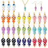 Hand Painted Polka Dot Evil Eye Fish Shaped Glazed Porcelain Pendants PALLOY-GA00055-1