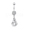 Piercing Jewelry Real Platinum Plated Brass Rhinestone Handcuffs Navel Ring Belly Rings AJEW-EE0001-36-1