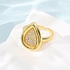 Brass Micro Pave Cubic Zirconia Cuff Open Rings CU-CBAB3AD-14G-3