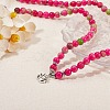 Natural White Jade Round Beaded Wrap Bracelet with Alloy Ohm/Aum Lotus AJEW-PH00503-02-6