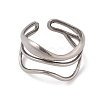 Non-Tarnish Wave 304 Stainless Steel Cuff Rings for Women RJEW-G322-08P-2