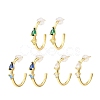 Real 18K Gold Plated Brass Ring Stud Earrings EJEW-L270-10G-1
