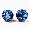 Printed Natural Wooden Beads WOOD-R270-11A-2