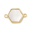 Brass Pave Natural White Shell Connector Charms KK-S522-03F-G-1