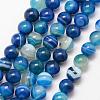 Natural Striped Agate/Banded Agate Bead Strands G-K166-13-6mm-06-1