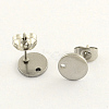 Non-Tarnish 304 Stainless Steel Stud Earring Findings STAS-R063-35-10mm-1