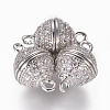 Brass Micro Pave Cubic Zirconia Magnetic Clasps with Loops ZIRC-L082-B-01-P-1
