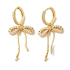 Bowknot Brass Micro Pave Clear Cubic Zirconia Hoop Earrings for Women LS-EJEW-A110-03G-2