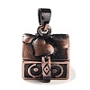 Carved Cuboid Rack Plating Brass Prayer Box Pendants KK-L101-16R-NF-3