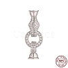 Rhodium Plated 925 Sterling Silver Micro Pave Clear Cubic Zirconia Fold Over Clasps STER-K176-15P-1
