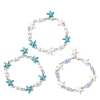 3Pcs Synthetic Turquoise Starfish Link Bracelets for Women BJEW-JB12469-2