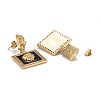 Square with Lion Sparkling Cubic Zirconia Dangle Stud Earrings for Girl Women EJEW-H126-03G-2