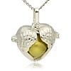 Silver Color Plated Brass Hollow Heart Cage Pendants KK-J241-01S-1