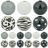 6 Styles Painted Natural Wood Beads WOOD-SP0001-10-1