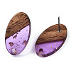 Transparent Resin & Walnut Wood Stud Earring Findings MAK-N032-005A-F03-3