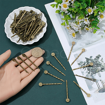 80Pcs Alloy Hair Bobby Pin Cabochon Settings FIND-SC0021-62-1