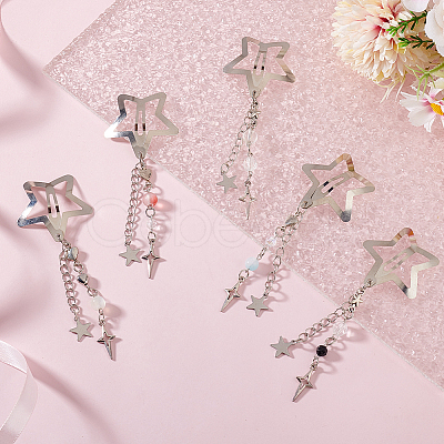5Pcs 5 Styles Star Alloy Snap Hair Clips PHAR-GO0001-02-1
