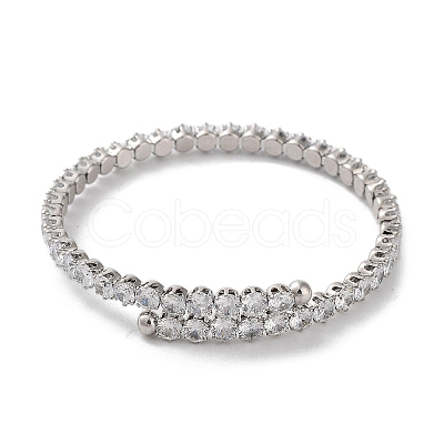 Brass Micro Pave Cubic Zirconia Cuff Bangles BJEW-D039-08P-1