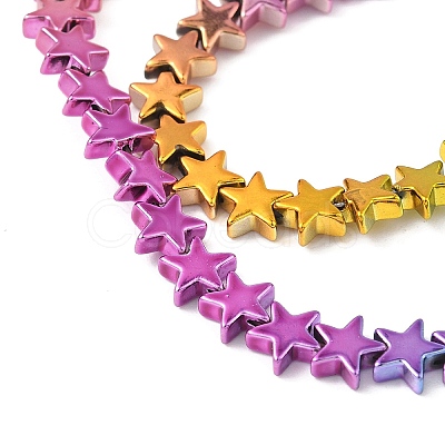 Gradient Color Electroplated Synthetic Non-magnetic Hematite Beads Strands G-A263-F01-03-1