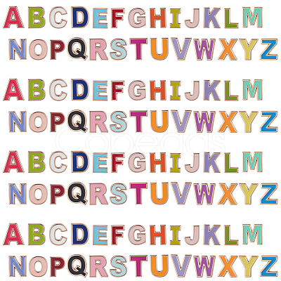 4 Bags Alloy Enamel Alphabet Beads ENAM-SC0007-70-1