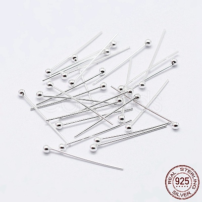 925 Sterling Silver Head Pins STER-F036-20S-1.5x15-1