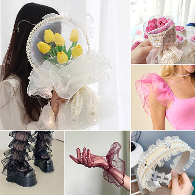 5 Yards Polyester Ruffled Ribbon OCOR-TA0001-60C-1