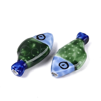 Hand Painted Fish Shaped Porcelain Beads PORC-N013-06F-1