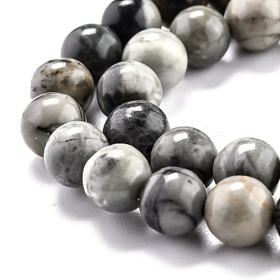 Round Natural Polychrome Jasper/Picasso Stone/Picasso Jasper Beads Strands X-G-O199-03A-1