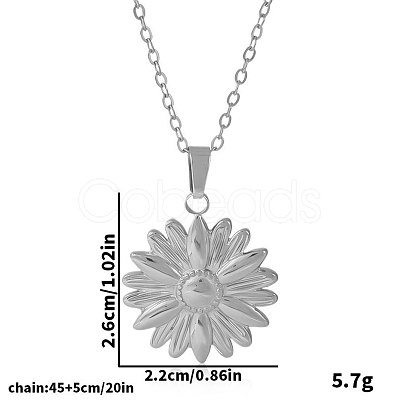 304 Stainless Steel Diasy Flower Pendantl Necklaces Women Fashion Minimalist Design Jewelry GH9926-1-1