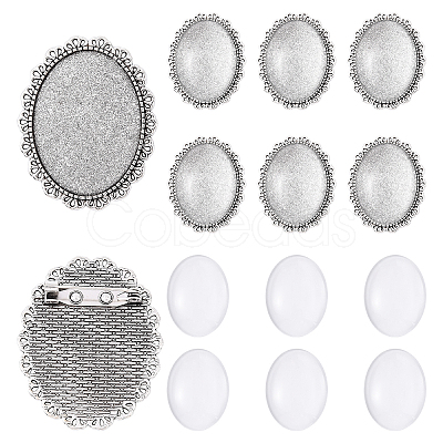 10Pcs 2 Styles Vintage Alloy Brooch Cabochon Bezel Settings FIND-YW0009-91-1