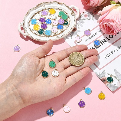 18Pcs 9 Colors Alloy Enamel Charms ENAM-YW0001-97-O-1