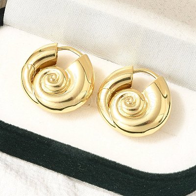 Rack Plating Spiral Shell Brass Hoop Earrings EJEW-H143-22G-1