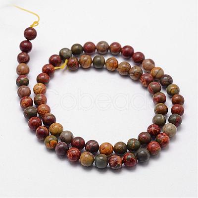 Natural Polychrome Jasper/Picasso Stone/Picasso Jasper Bead Strands G-D840-85-6mm-1